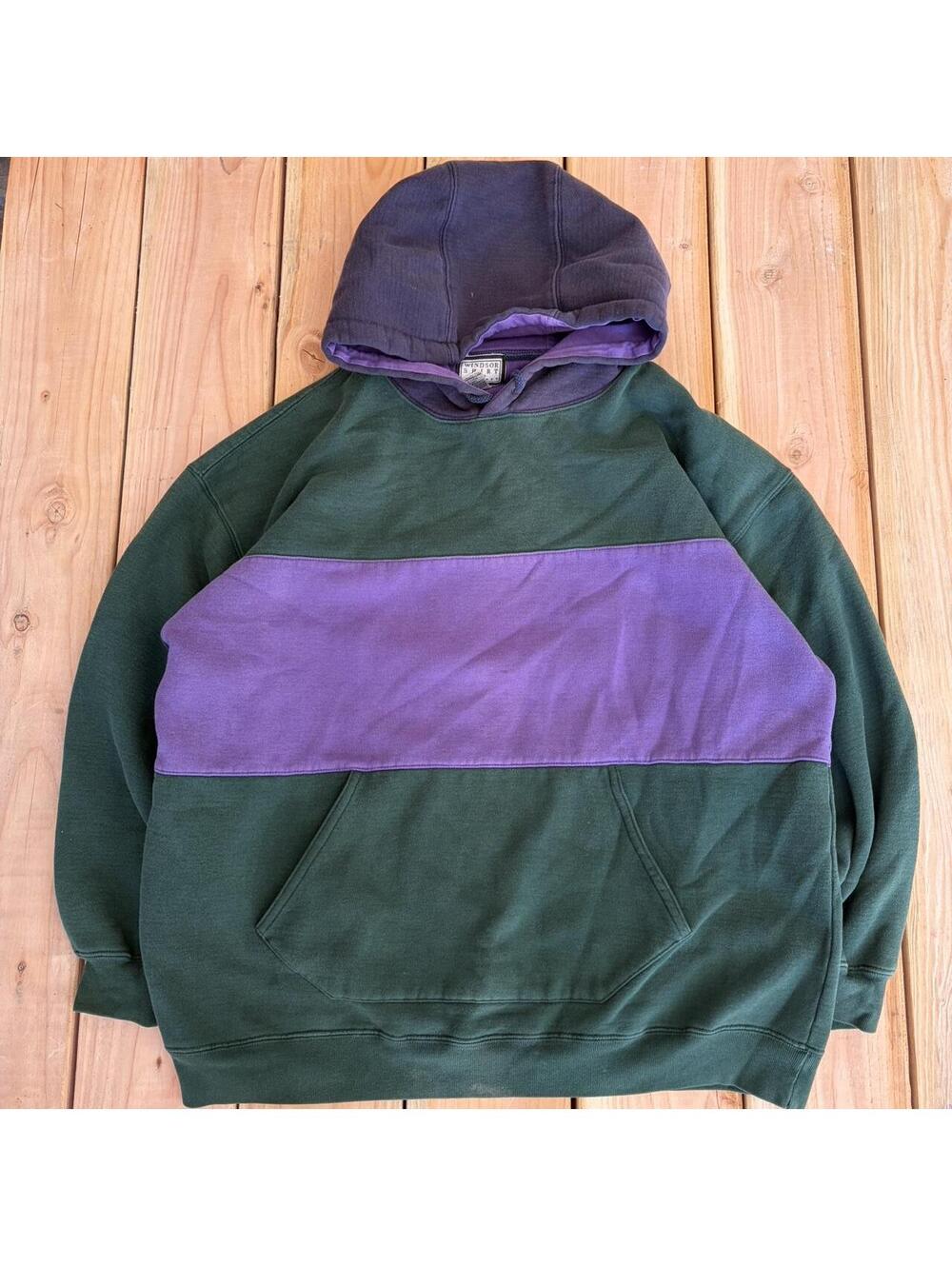 Vintage 90’s Windsor purple and green color block hoodie